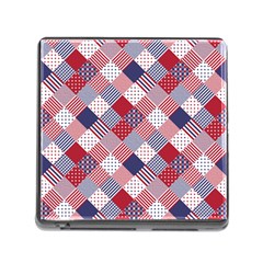 USA Americana Diagonal Red White & Blue Quilt Memory Card Reader (Square)