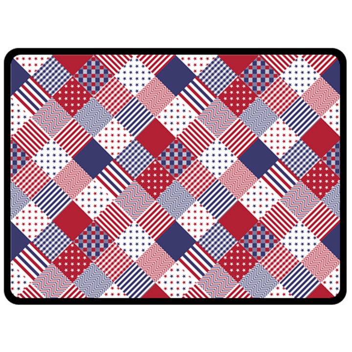 USA Americana Diagonal Red White & Blue Quilt Fleece Blanket (Large) 