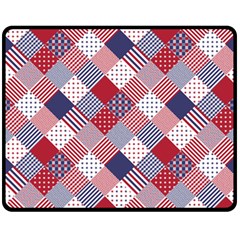 USA Americana Diagonal Red White & Blue Quilt Fleece Blanket (Medium) 