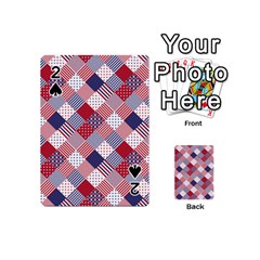 USA Americana Diagonal Red White & Blue Quilt Playing Cards 54 (Mini) 