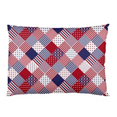 Usa Americana Diagonal Red White & Blue Quilt Pillow Case (two Sides) by PodArtist