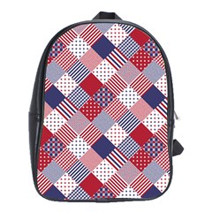 USA Americana Diagonal Red White & Blue Quilt School Bag (XL)
