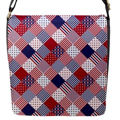 USA Americana Diagonal Red White & Blue Quilt Flap Messenger Bag (S)