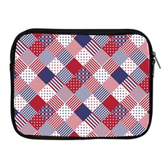 USA Americana Diagonal Red White & Blue Quilt Apple iPad 2/3/4 Zipper Cases