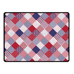 USA Americana Diagonal Red White & Blue Quilt Double Sided Fleece Blanket (Small) 