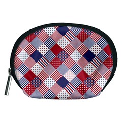 USA Americana Diagonal Red White & Blue Quilt Accessory Pouches (Medium) 