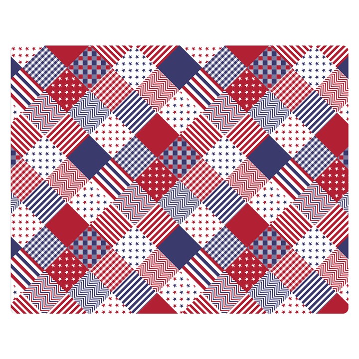 USA Americana Diagonal Red White & Blue Quilt Double Sided Flano Blanket (Medium) 