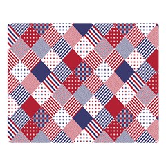 USA Americana Diagonal Red White & Blue Quilt Double Sided Flano Blanket (Large) 