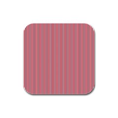 Usa Flag Red And White Stripes Rubber Square Coaster (4 Pack)  by PodArtist