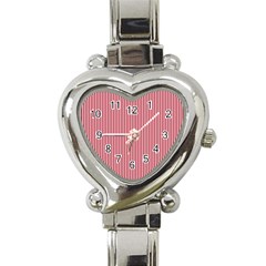 Usa Flag Red And White Stripes Heart Italian Charm Watch by PodArtist