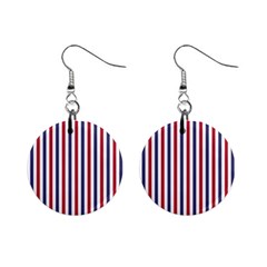 Usa Flag Red White And Flag Blue Wide Stripes Mini Button Earrings by PodArtist
