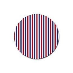 Usa Flag Red White And Flag Blue Wide Stripes Rubber Round Coaster (4 Pack)  by PodArtist