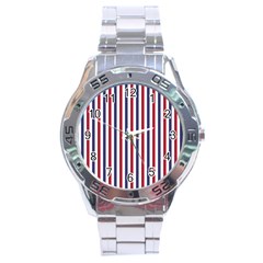 Usa Flag Red White And Flag Blue Wide Stripes Stainless Steel Analogue Watch by PodArtist