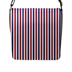 Usa Flag Red White And Flag Blue Wide Stripes Flap Messenger Bag (l)  by PodArtist