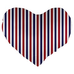 Usa Flag Red White And Flag Blue Wide Stripes Large 19  Premium Flano Heart Shape Cushions by PodArtist
