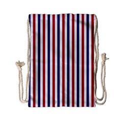 Usa Flag Red White And Flag Blue Wide Stripes Drawstring Bag (small) by PodArtist