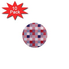 Usa Americana Patchwork Red White & Blue Quilt 1  Mini Magnet (10 Pack)  by PodArtist