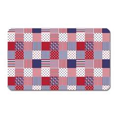 Usa Americana Patchwork Red White & Blue Quilt Magnet (rectangular) by PodArtist