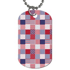 Usa Americana Patchwork Red White & Blue Quilt Dog Tag (one Side) by PodArtist