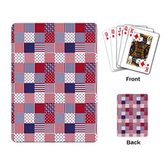 Usa Americana Patchwork Red White & Blue Quilt Playing Card by PodArtist