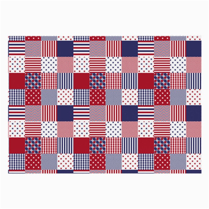 USA Americana Patchwork Red White & Blue Quilt Large Glasses Cloth (2-Side)