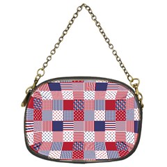 Usa Americana Patchwork Red White & Blue Quilt Chain Purses (two Sides)  by PodArtist