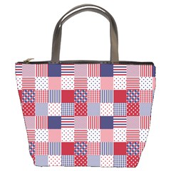 Usa Americana Patchwork Red White & Blue Quilt Bucket Bags by PodArtist