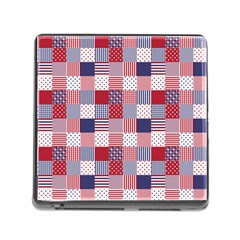 Usa Americana Patchwork Red White & Blue Quilt Memory Card Reader (square) by PodArtist