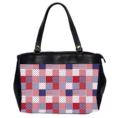 Usa Americana Patchwork Red White & Blue Quilt Office Handbags (2 Sides)  by PodArtist