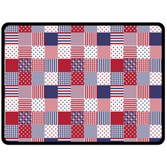 Usa Americana Patchwork Red White & Blue Quilt Fleece Blanket (large)  by PodArtist