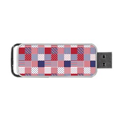 Usa Americana Patchwork Red White & Blue Quilt Portable Usb Flash (one Side) by PodArtist