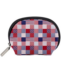 Usa Americana Patchwork Red White & Blue Quilt Accessory Pouches (small)  by PodArtist