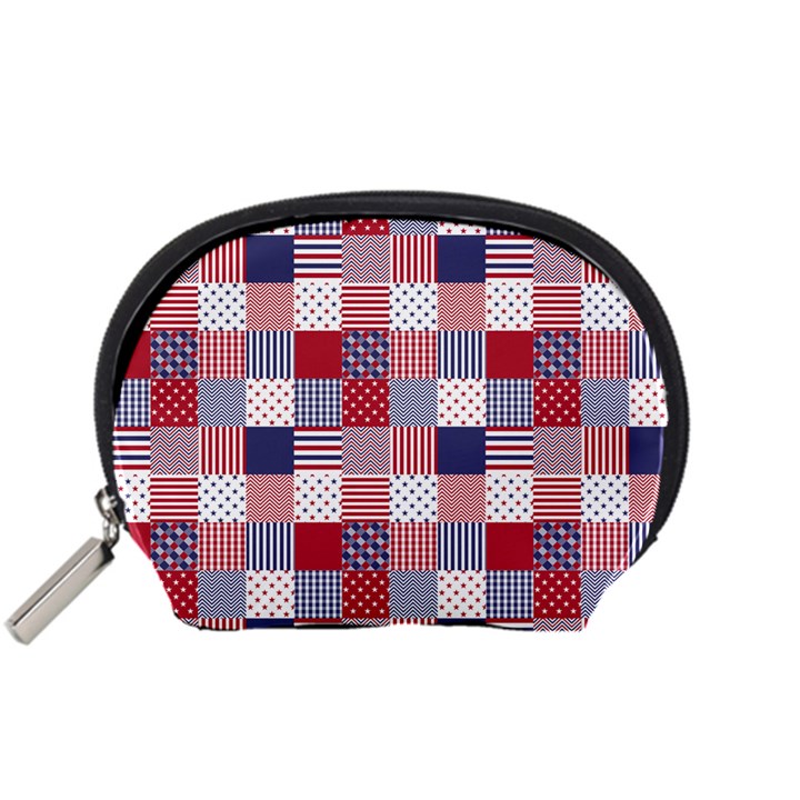 USA Americana Patchwork Red White & Blue Quilt Accessory Pouches (Small) 