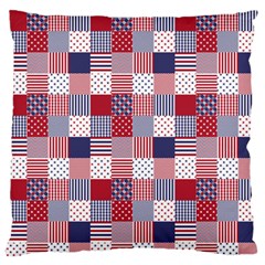 Usa Americana Patchwork Red White & Blue Quilt Large Flano Cushion Case (two Sides) by PodArtist
