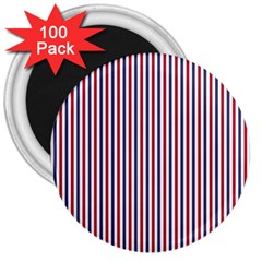 Usa Flag Red And Flag Blue Narrow Thin Stripes  3  Magnets (100 Pack) by PodArtist