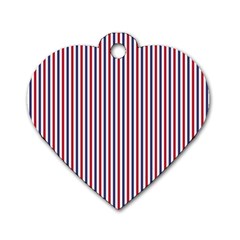 Usa Flag Red And Flag Blue Narrow Thin Stripes  Dog Tag Heart (one Side) by PodArtist