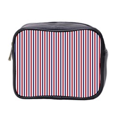 Usa Flag Red And Flag Blue Narrow Thin Stripes  Mini Toiletries Bag 2-side by PodArtist