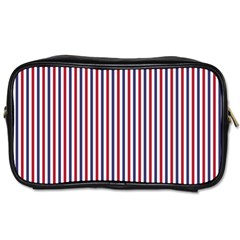 Usa Flag Red And Flag Blue Narrow Thin Stripes  Toiletries Bags by PodArtist