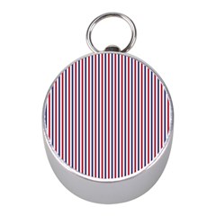 Usa Flag Red And Flag Blue Narrow Thin Stripes  Mini Silver Compasses by PodArtist