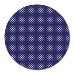 Usa Flag White Stars On Flag Blue Round Mousepads by PodArtist