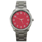 USA Flag White Stars on Flag Red Sport Metal Watch Front