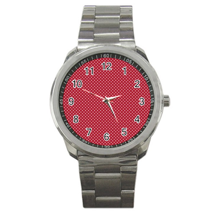 USA Flag White Stars on Flag Red Sport Metal Watch