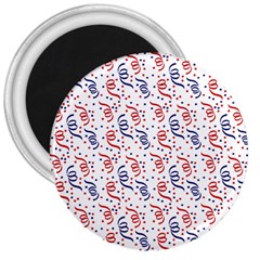 Red White and Blue USA/UK/France Colored Party Streamers 3  Magnets