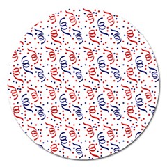 Red White and Blue USA/UK/France Colored Party Streamers Magnet 5  (Round)