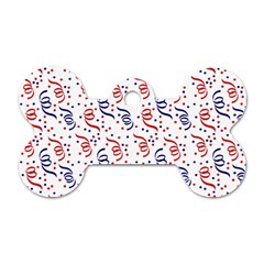 Red White and Blue USA/UK/France Colored Party Streamers Dog Tag Bone (One Side)