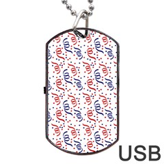 Red White and Blue USA/UK/France Colored Party Streamers Dog Tag USB Flash (One Side)