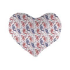 Red White and Blue USA/UK/France Colored Party Streamers Standard 16  Premium Heart Shape Cushions