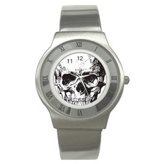 Skull Vintage Old Horror Macabre Stainless Steel Watch