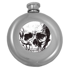 Skull Vintage Old Horror Macabre Round Hip Flask (5 Oz)