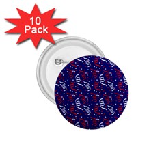 Red White And Blue Usa/uk/france Colored Party Streamers On Blue 1 75  Buttons (10 Pack) by PodArtist